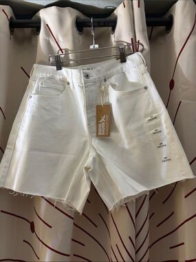 Eddie Bauer White Raw-Hem Denim Shorts